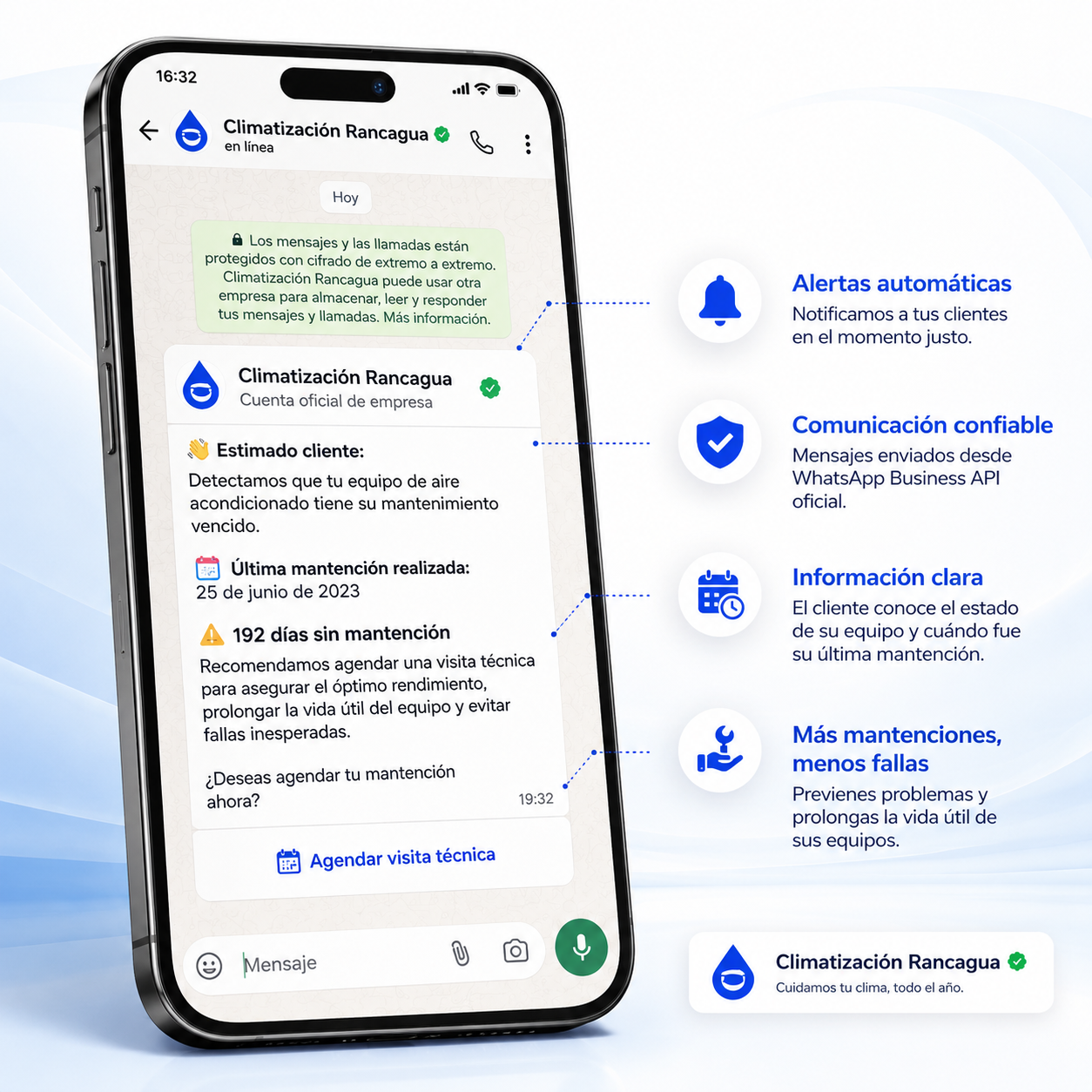 Alerta de mantención vencida por WhatsApp